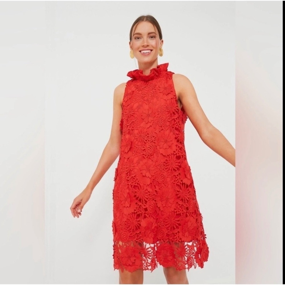 Tuckernuck Red Floral Lace Mini Dress